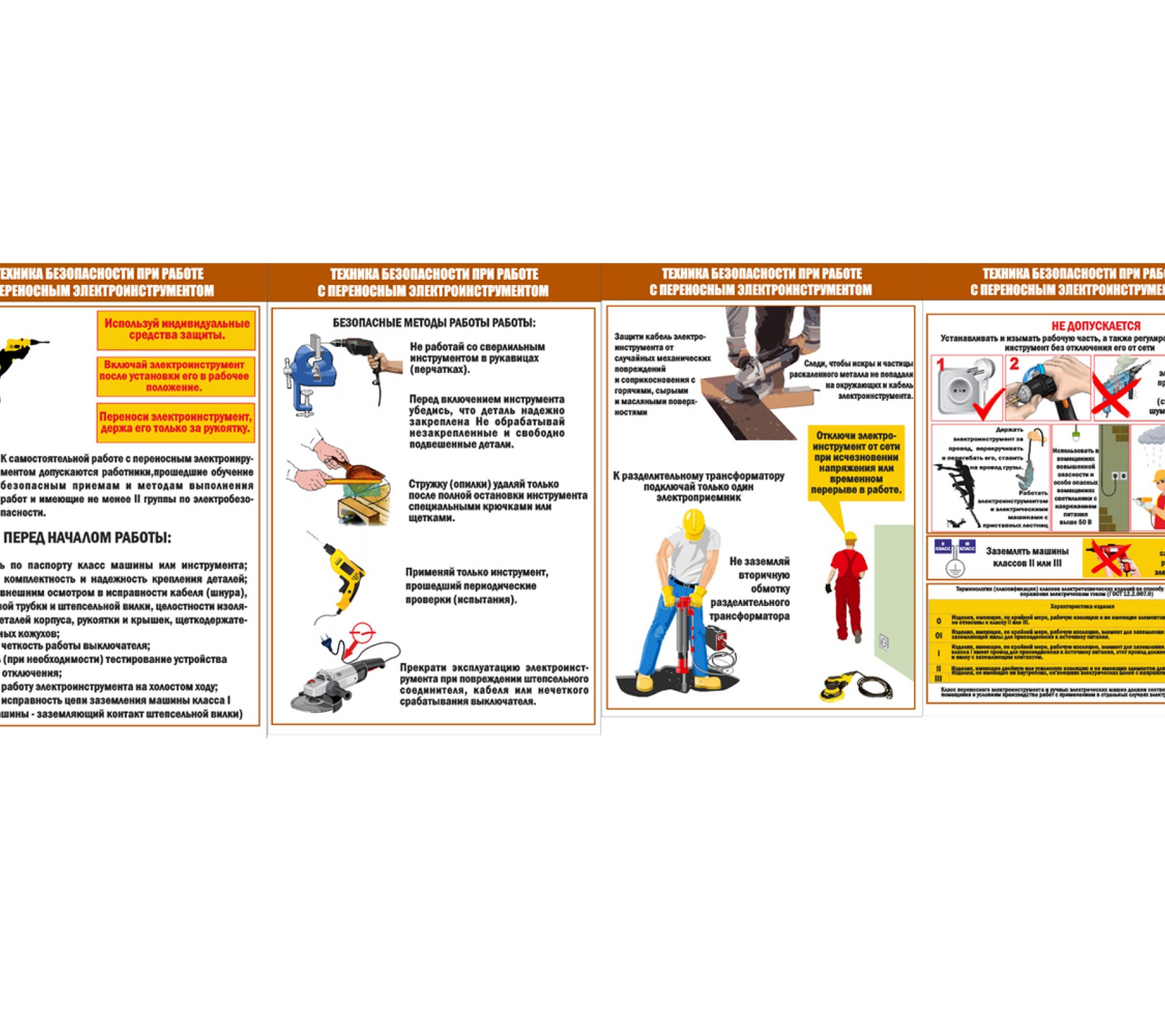 Комплект плакатов "Техника безопасности при работе с переносным электроинструментом"