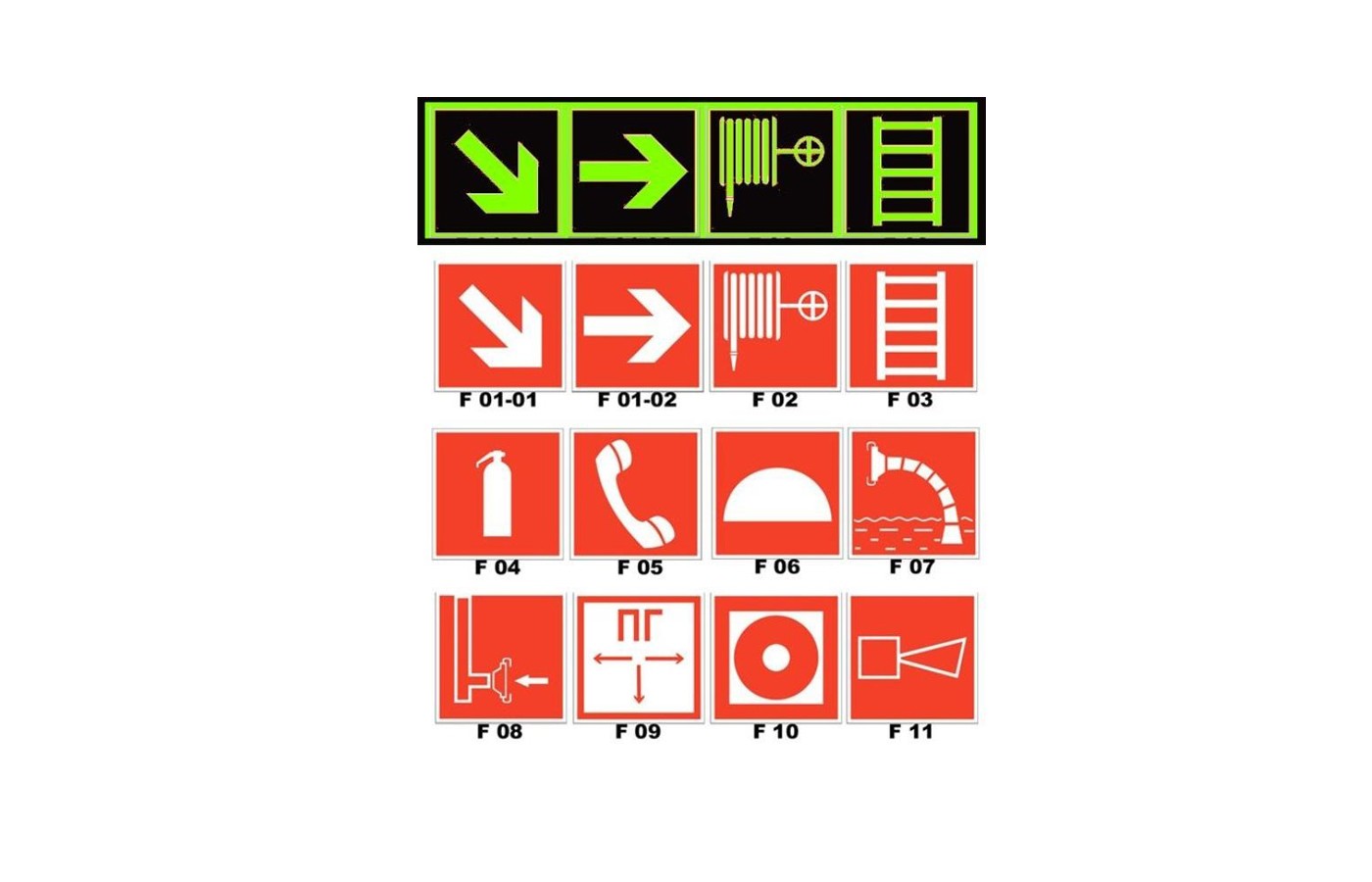 Фотолюминесцентные знаки пожарной безопасности