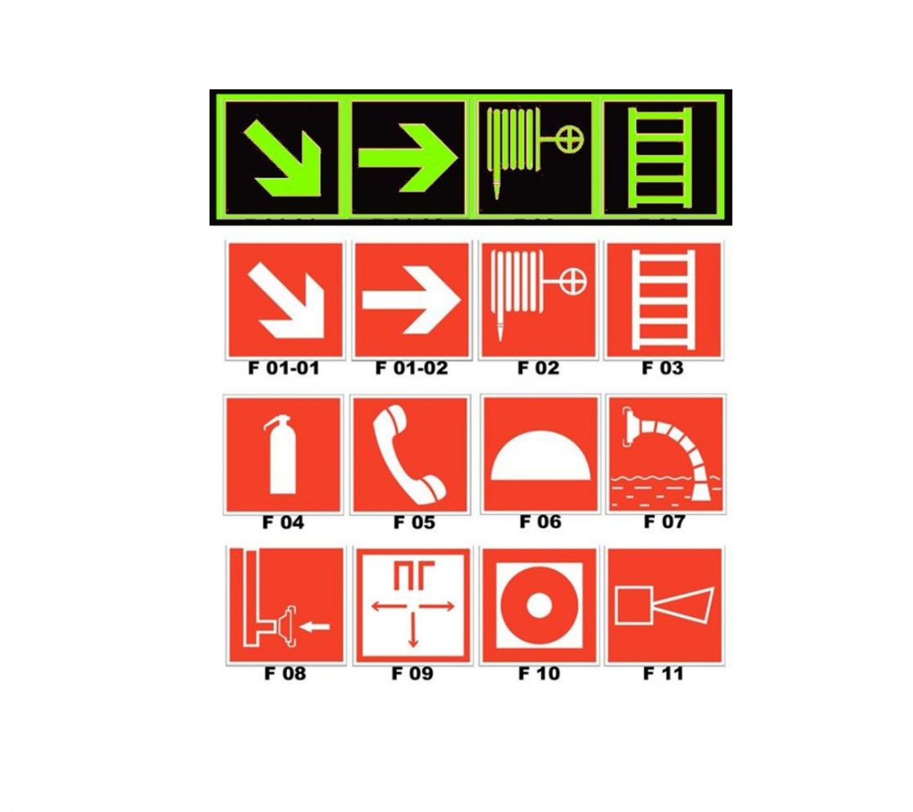Фотолюминесцентные знаки пожарной безопасности