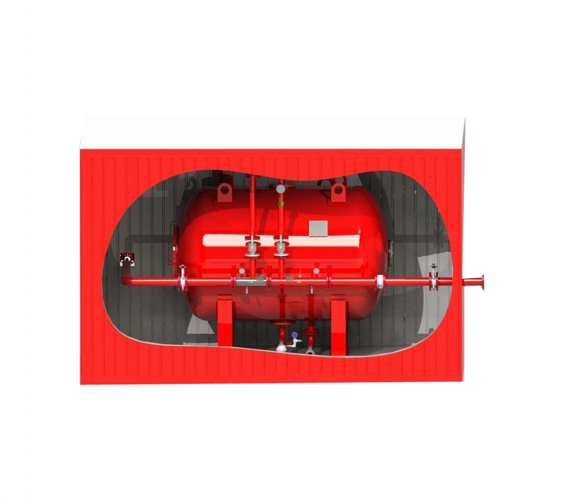 Камера задвижек с баками дозирования, контейнер пожаротушения