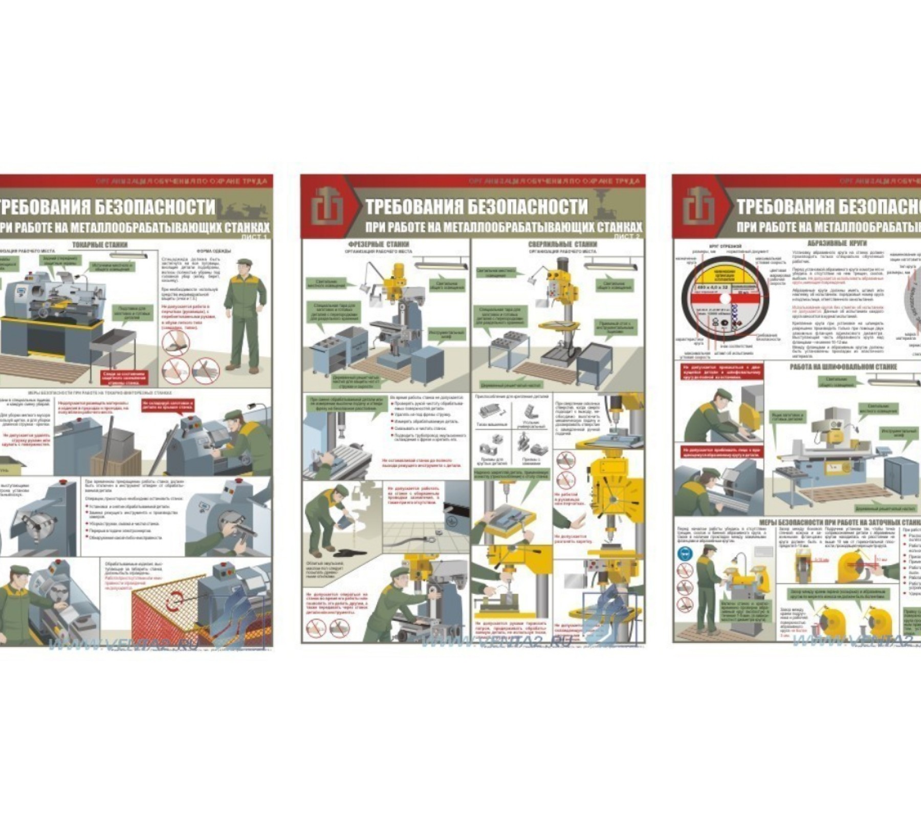 Комплект плакатов "Работы на металлообрабатывающих станках. Требования безопасности"